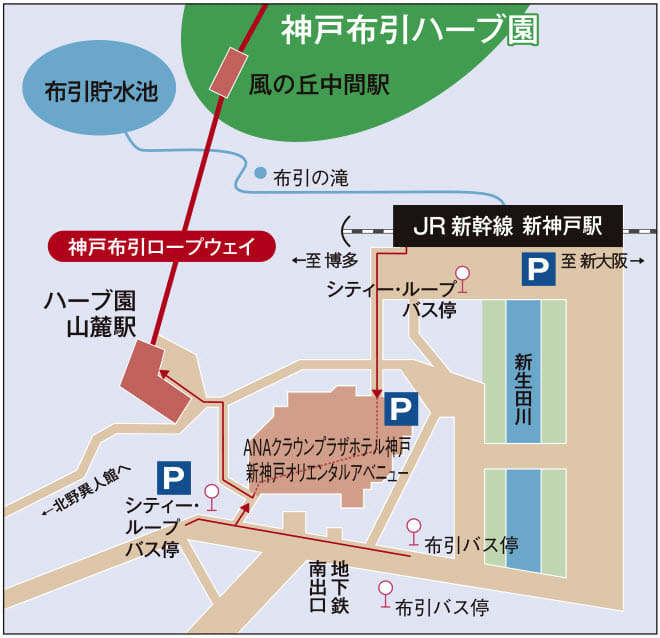 kobe-new-station-walk-to-nunobiki-ropeway-station-map